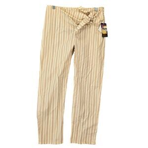 BeBop Tan Khaki Pants NEW Stretch Striped Mock Tie Waist Pull-On Women's Size M